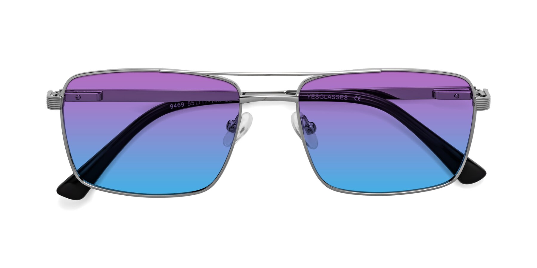 Folded Front of 9469 in Silver with Purple / Blue Gradient Lenses