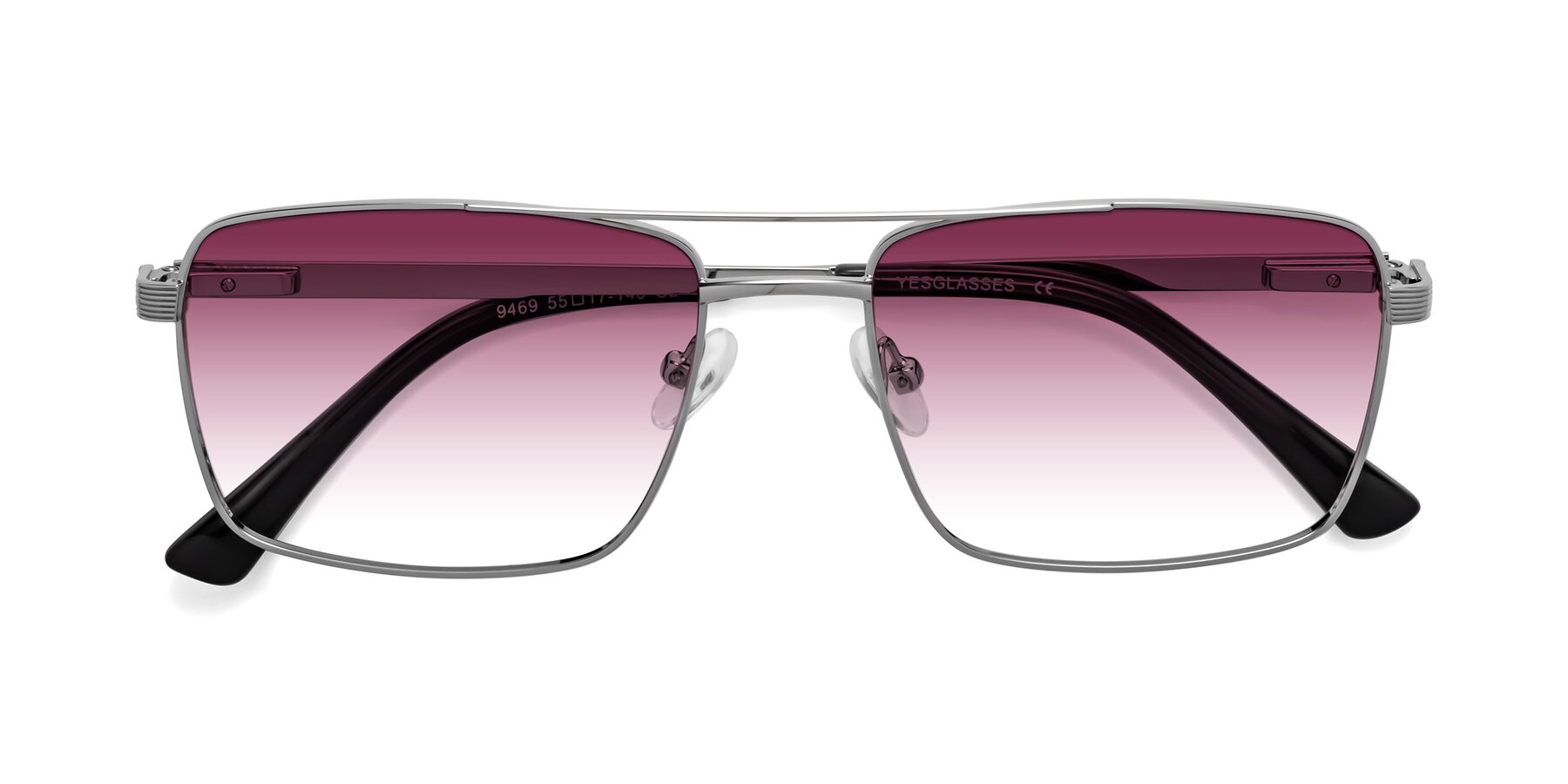 Folded Front of Beckum in Silver with Wine Gradient Lenses