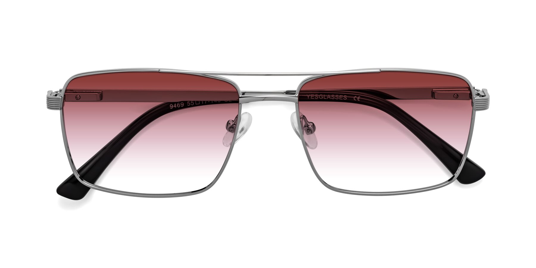 Folded Front of Beckum in Silver with Garnet Gradient Lenses