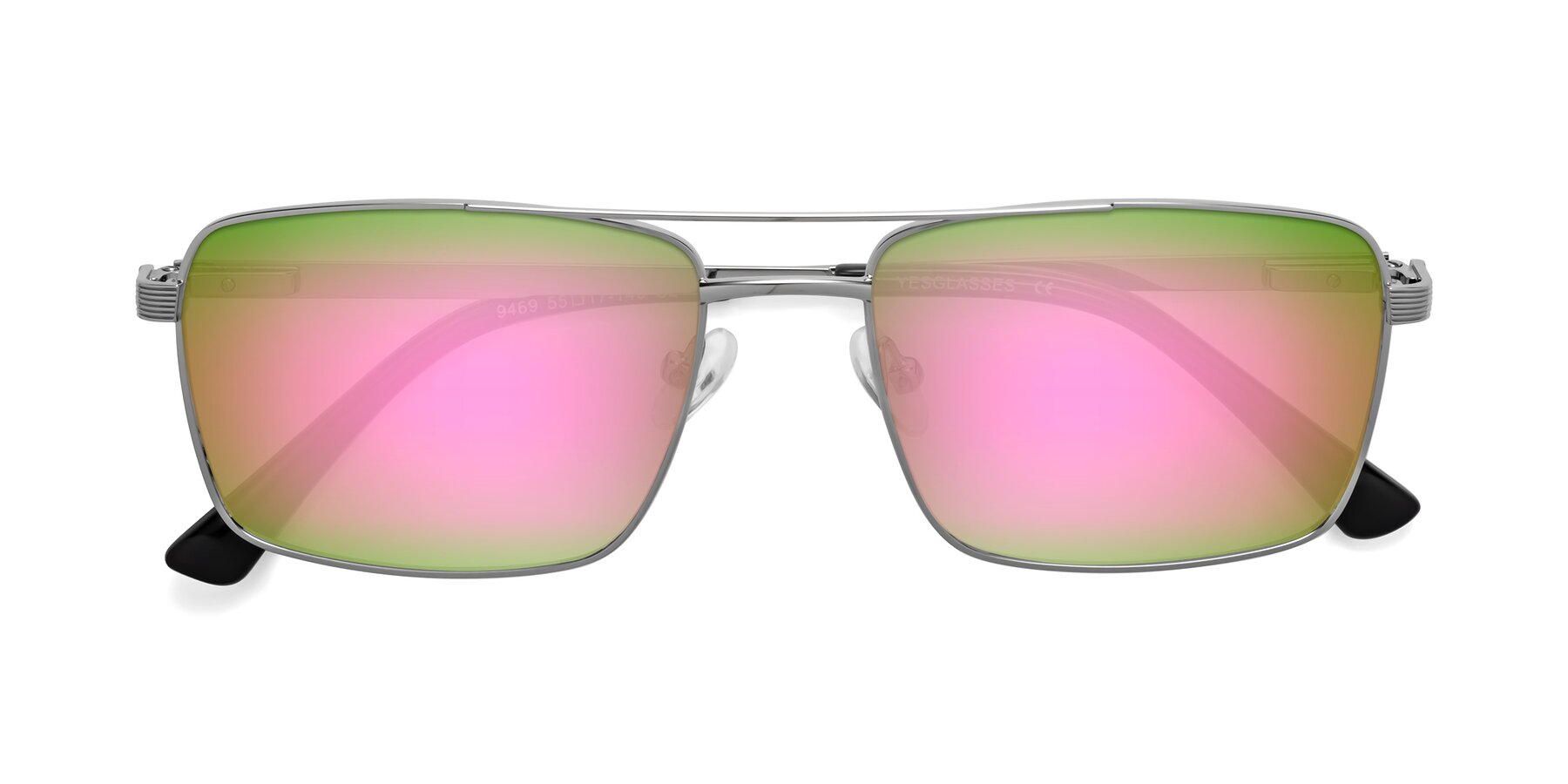 Folded Front of Beckum in Silver with Pink Mirrored Lenses
