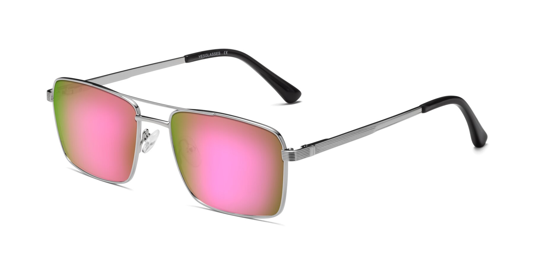 Angle of Beckum in Silver with Pink Mirrored Lenses