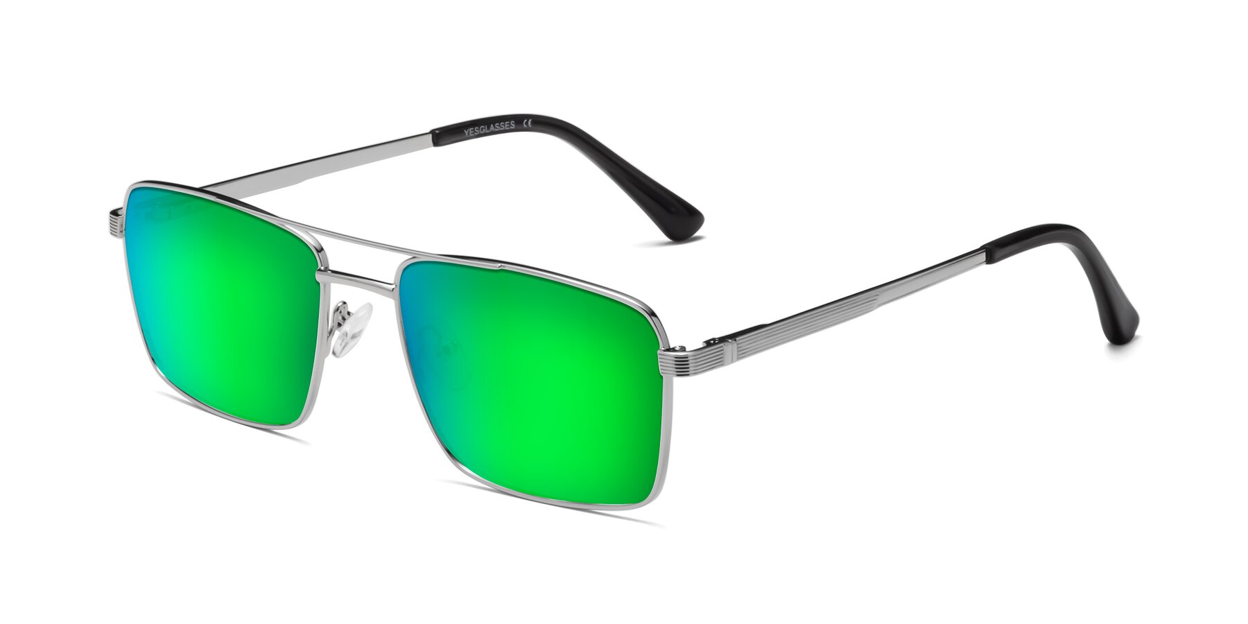 Angle of Beckum in Silver with Green Mirrored Lenses