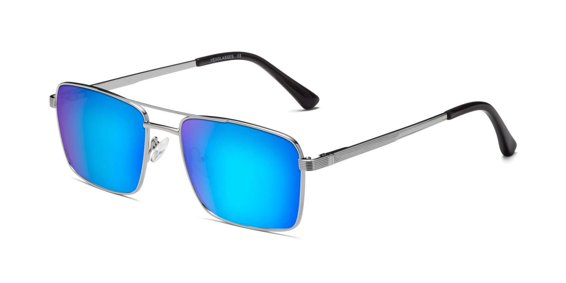 Angle of Beckum in Silver with Blue Mirrored Lenses
