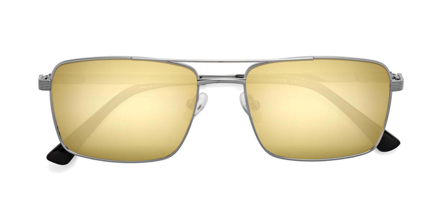 Folded Front of Beckum in Silver with Gold Mirrored Lenses