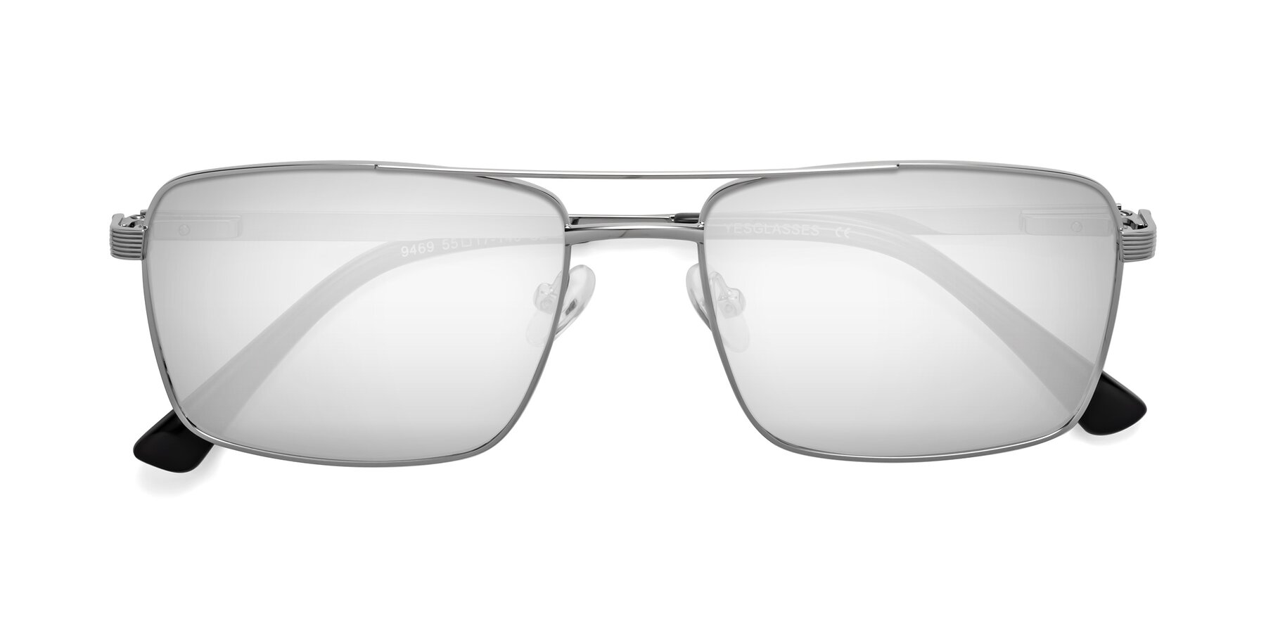 Folded Front of Beckum in Silver with Silver Mirrored Lenses