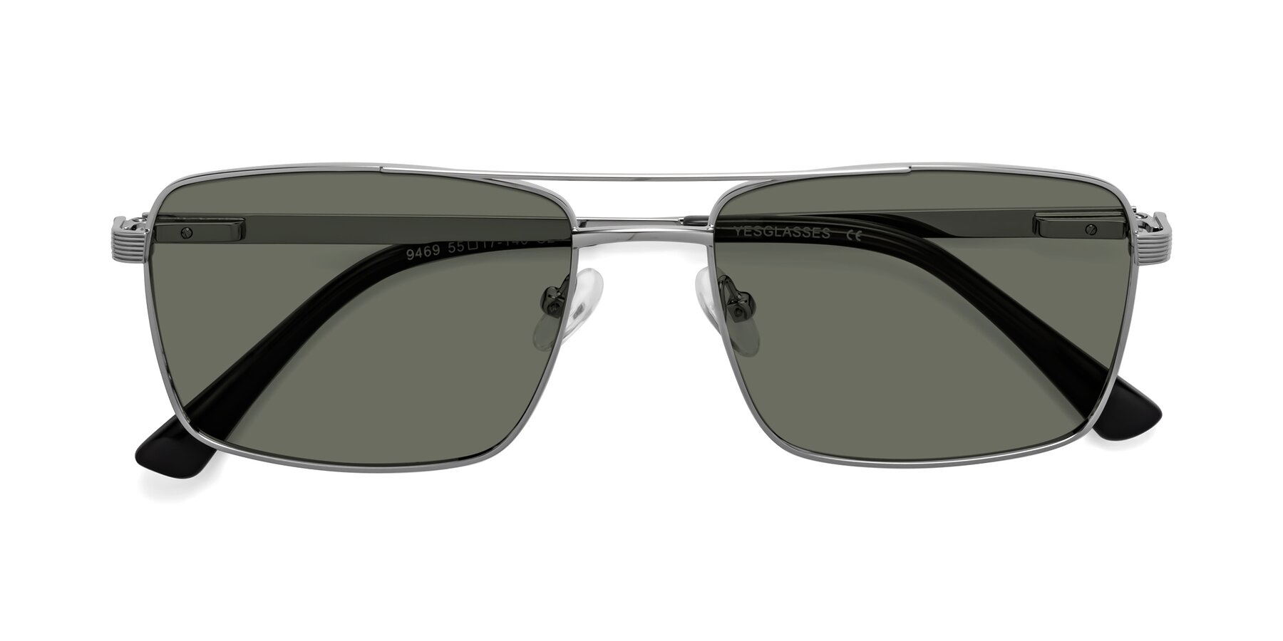 Folded Front of Beckum in Silver with Gray Polarized Lenses