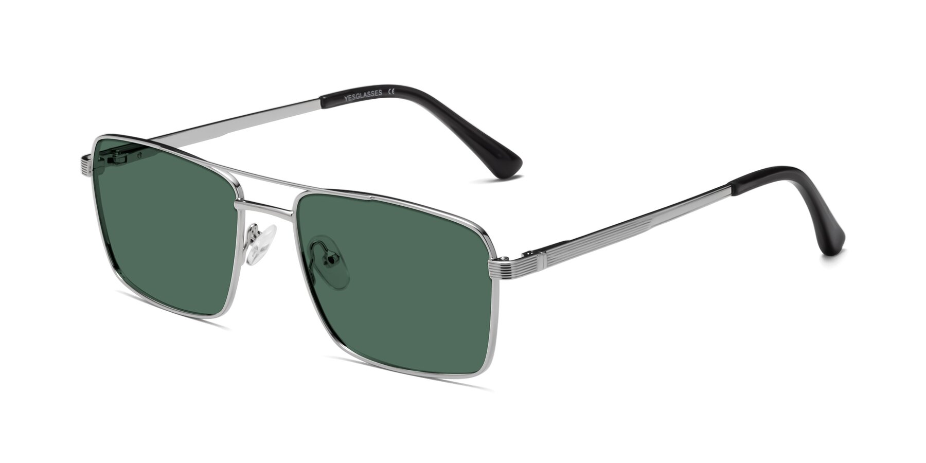 Angle of Beckum in Silver with Green Polarized Lenses