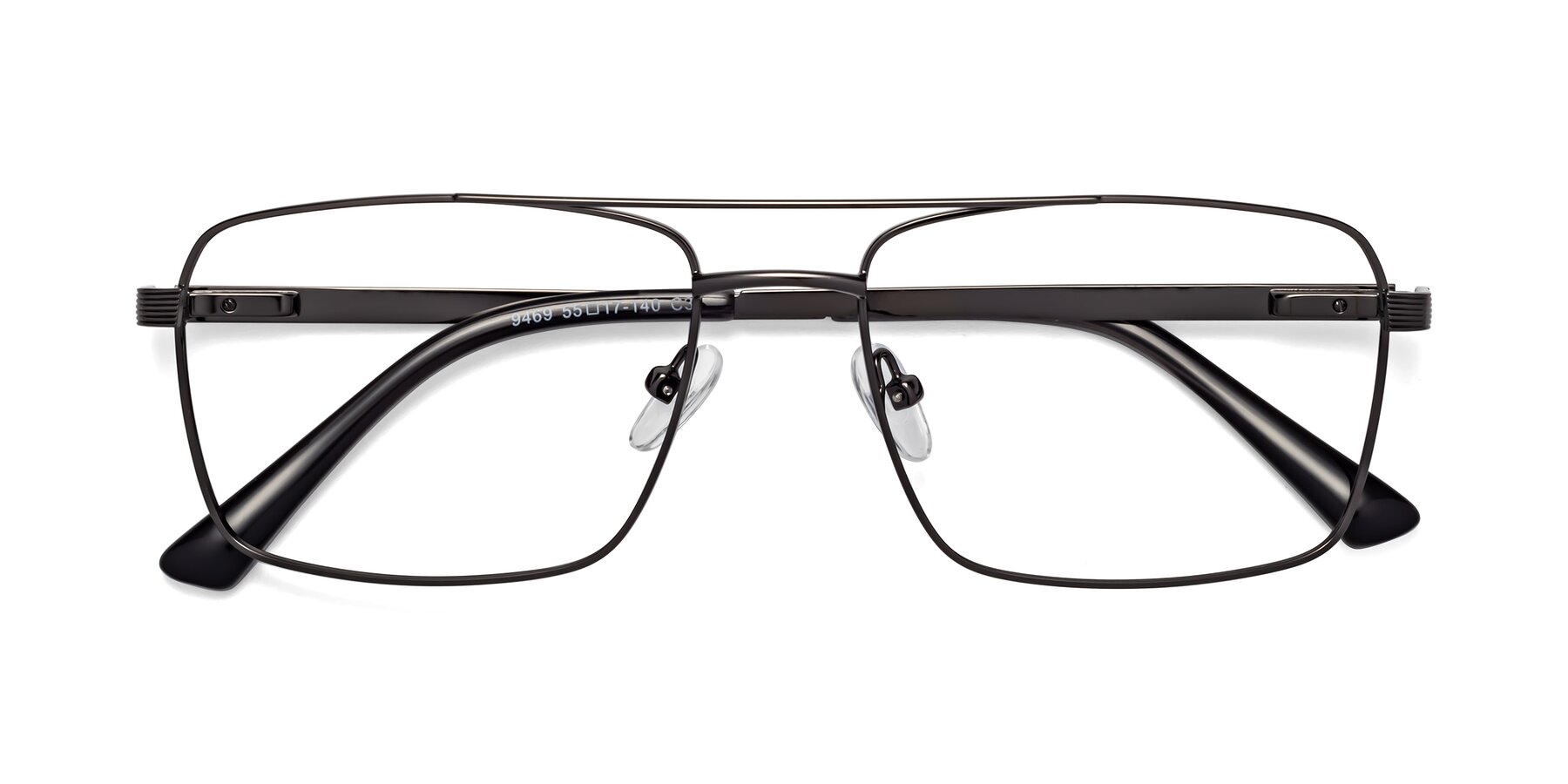 Folded Front of 9469 in Gunmetal with Clear Reading Eyeglass Lenses