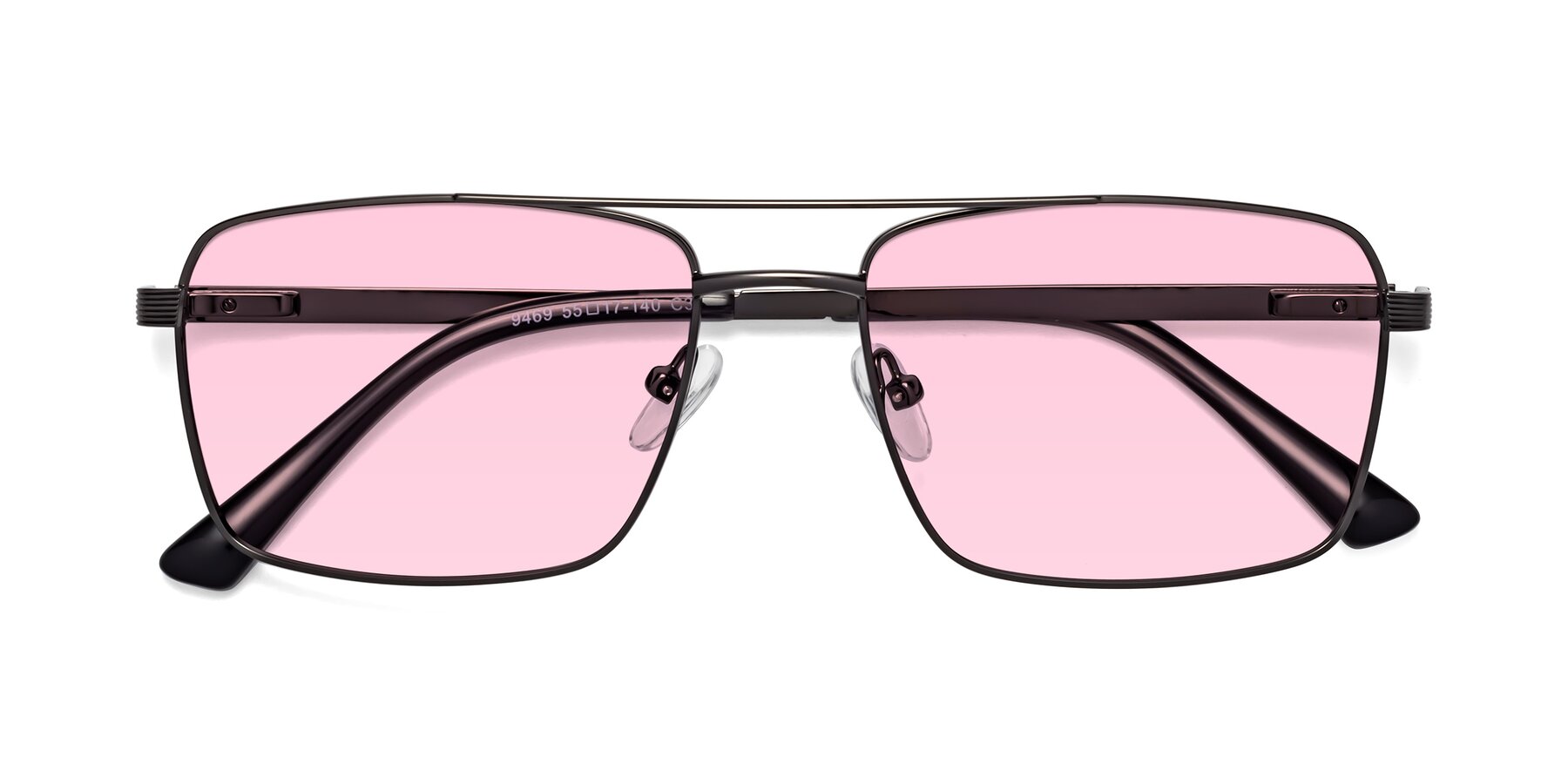 Folded Front of Beckum in Gunmetal with Light Pink Tinted Lenses