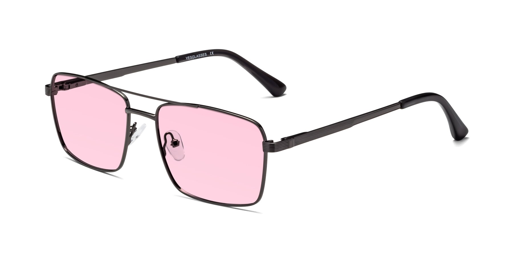 Angle of Beckum in Gunmetal with Light Pink Tinted Lenses