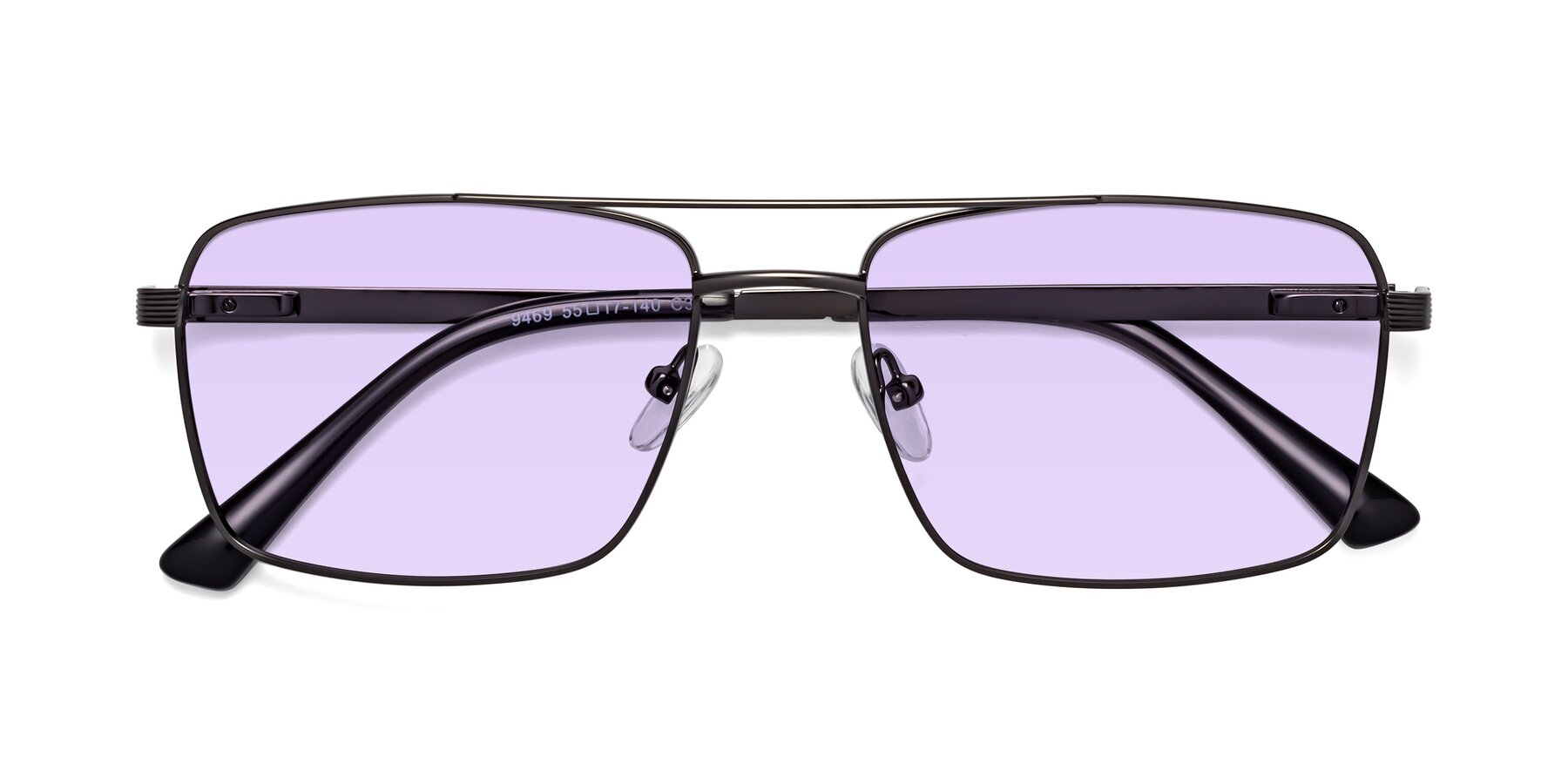 Folded Front of Beckum in Gunmetal with Light Purple Tinted Lenses