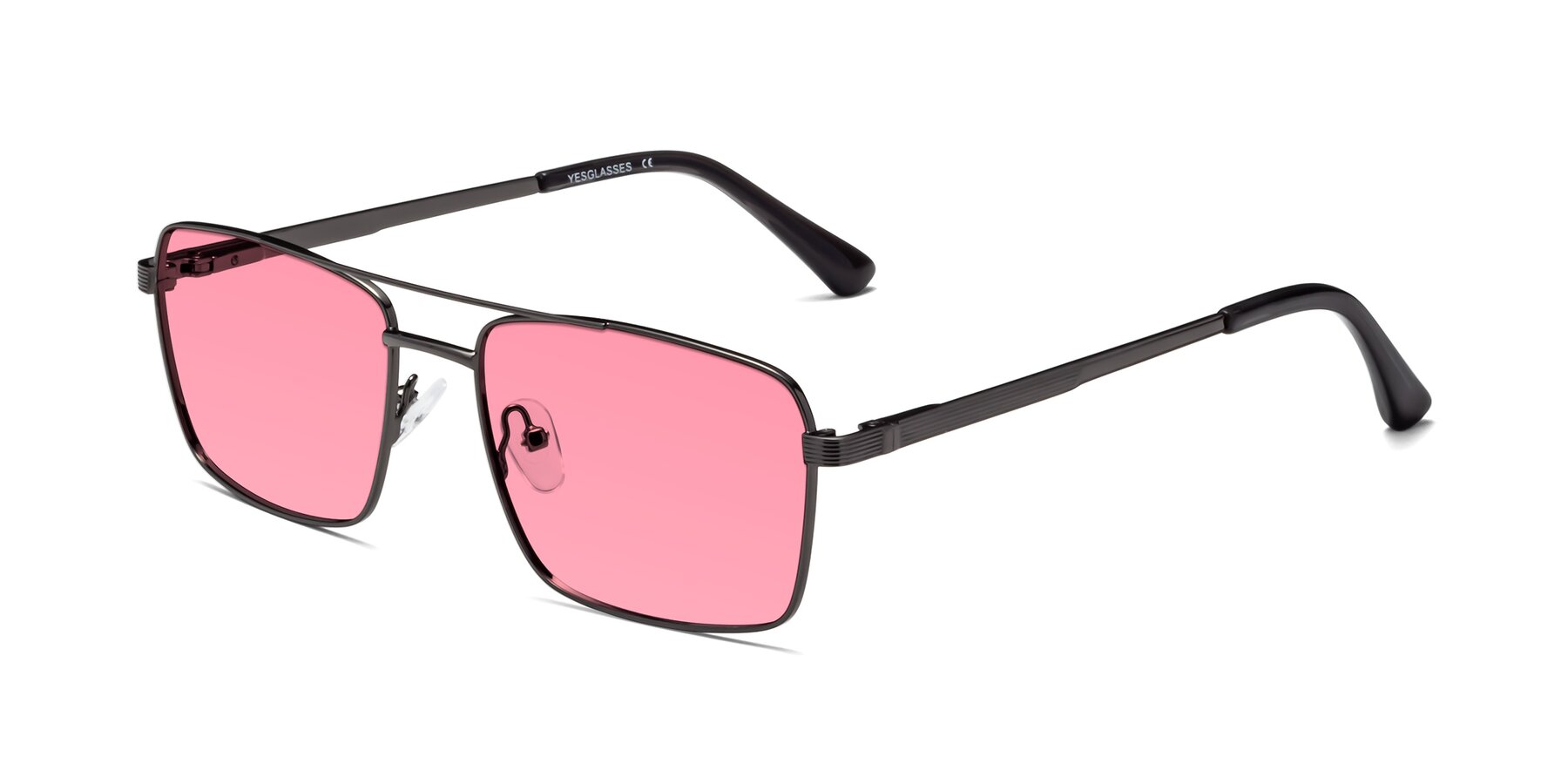 Angle of Beckum in Gunmetal with Pink Tinted Lenses