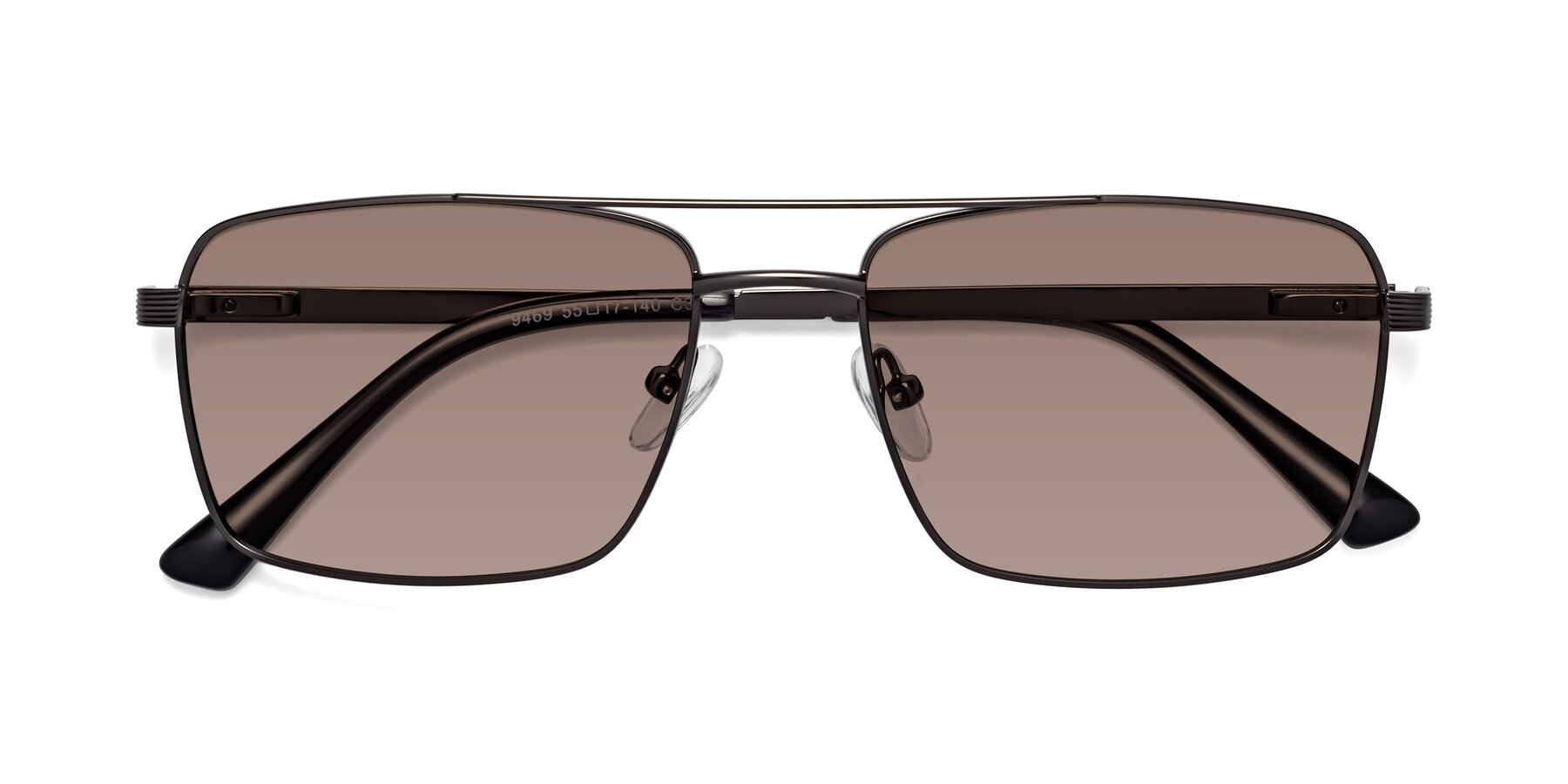 Folded Front of Beckum in Gunmetal with Medium Brown Tinted Lenses