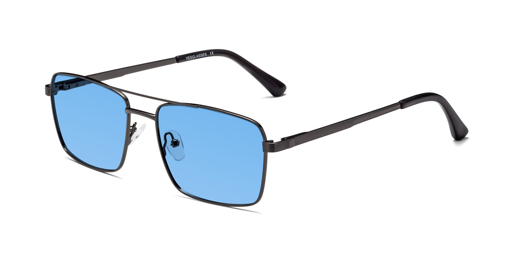 Angle of Beckum in Gunmetal with Medium Blue Tinted Lenses