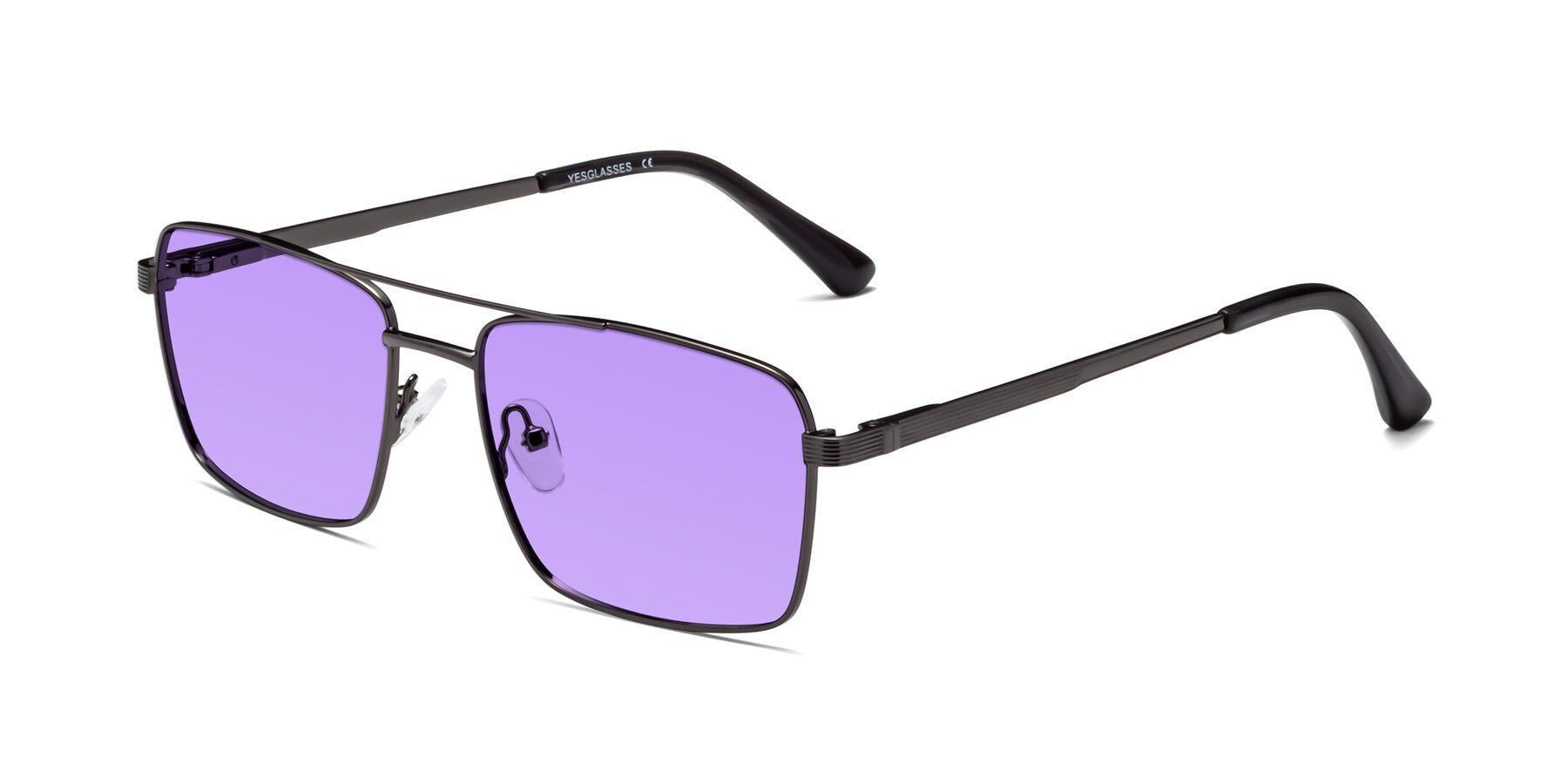 Angle of Beckum in Gunmetal with Medium Purple Tinted Lenses
