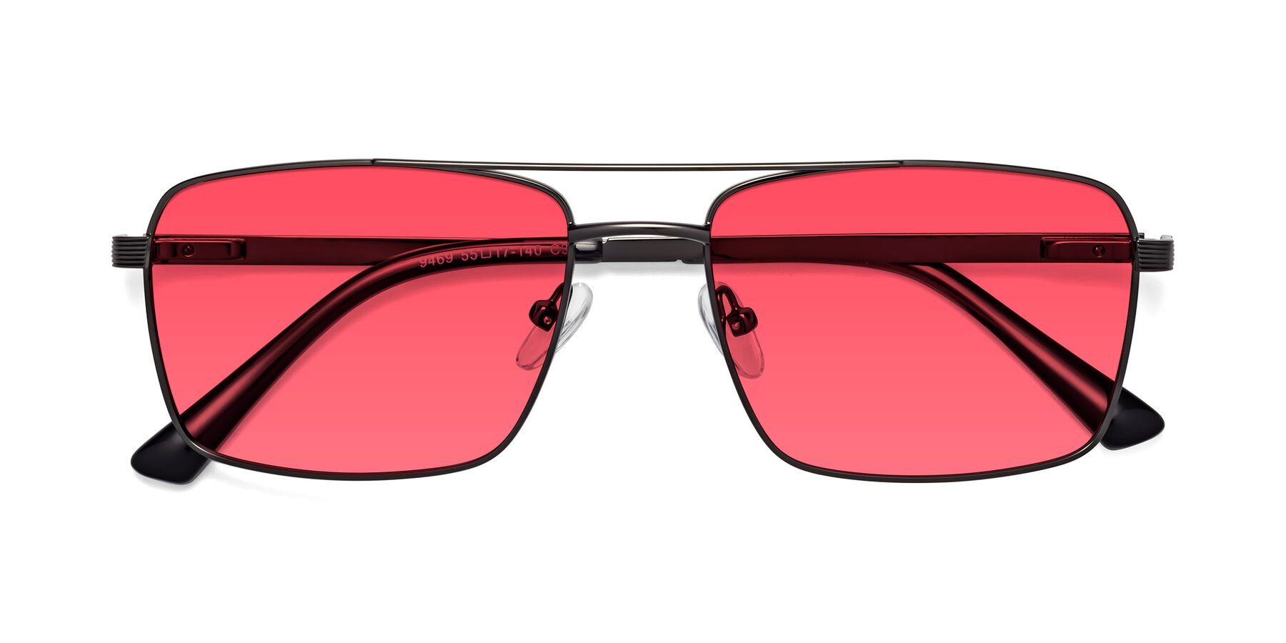 Folded Front of Beckum in Gunmetal with Red Tinted Lenses