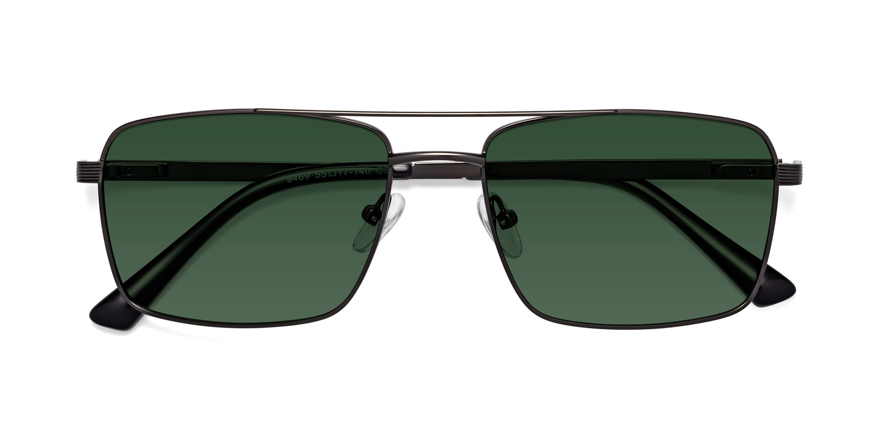 Folded Front of Beckum in Gunmetal with Green Tinted Lenses