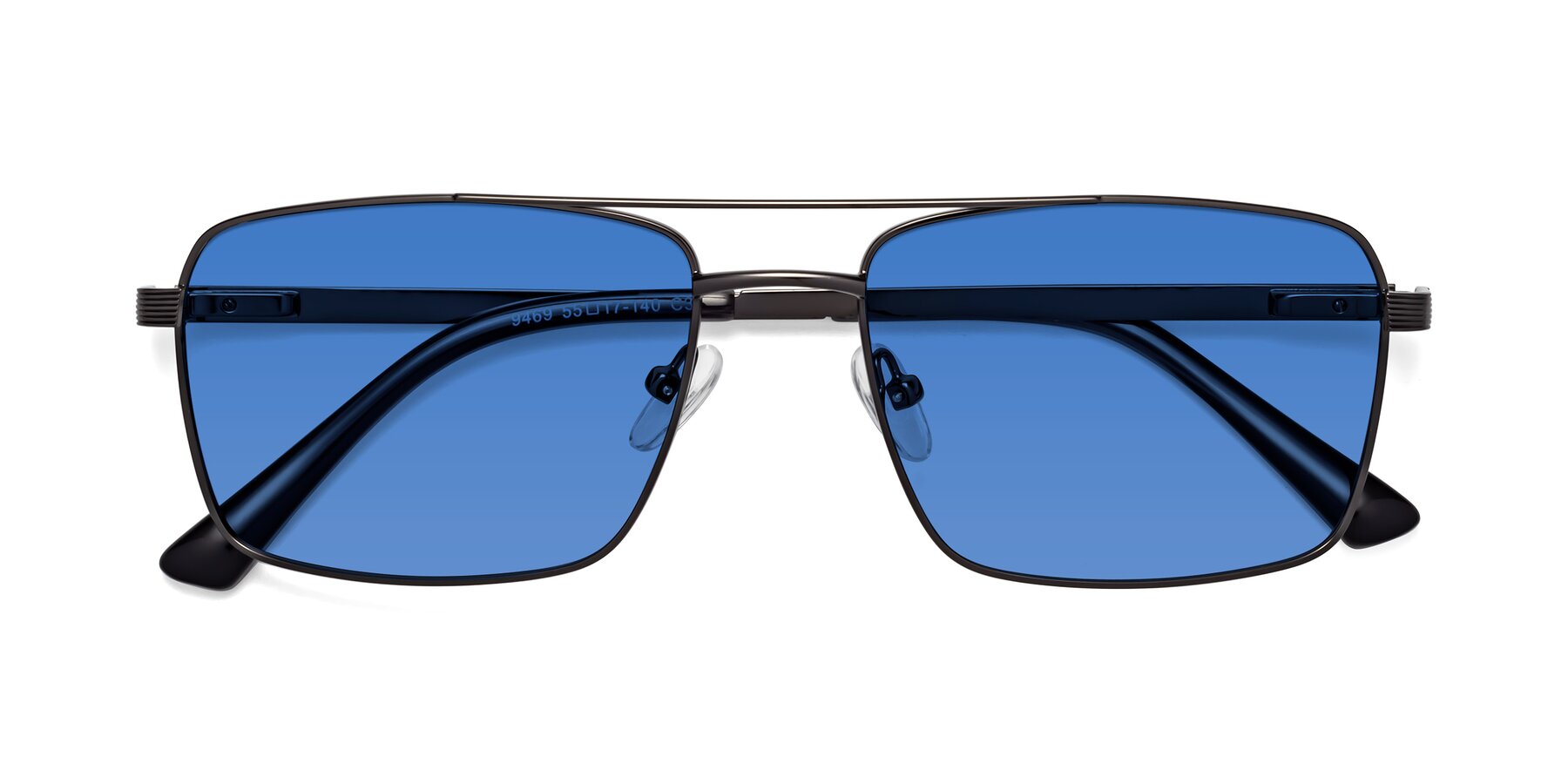 Folded Front of Beckum in Gunmetal with Blue Tinted Lenses