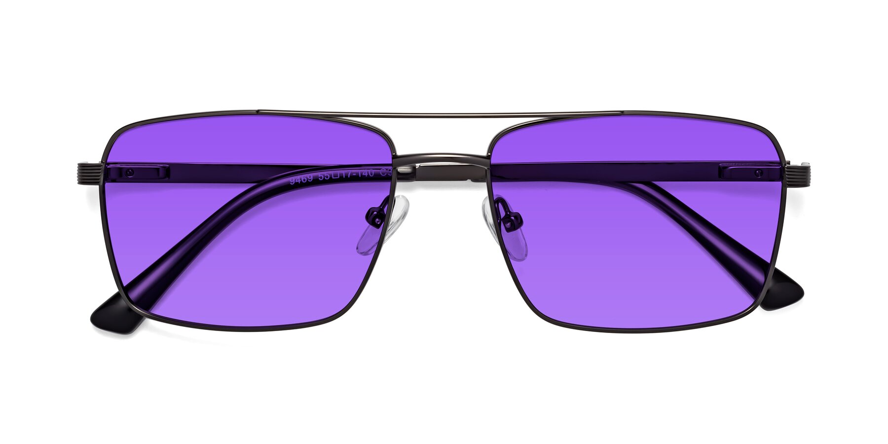 Folded Front of Beckum in Gunmetal with Purple Tinted Lenses