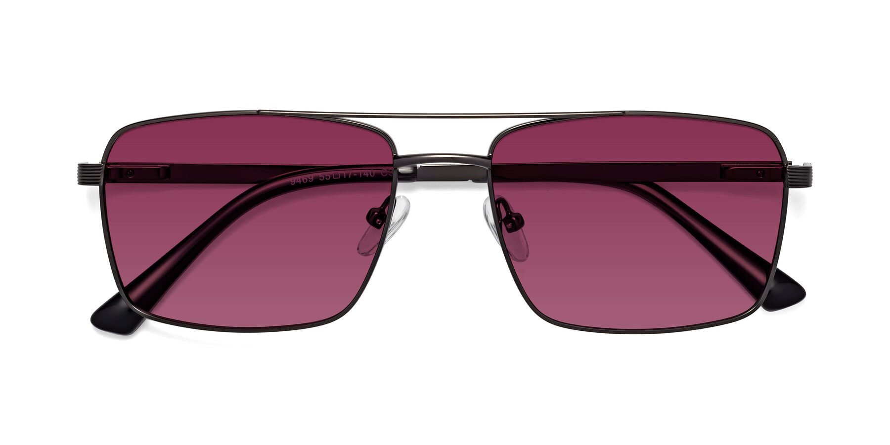 Folded Front of Beckum in Gunmetal with Wine Tinted Lenses