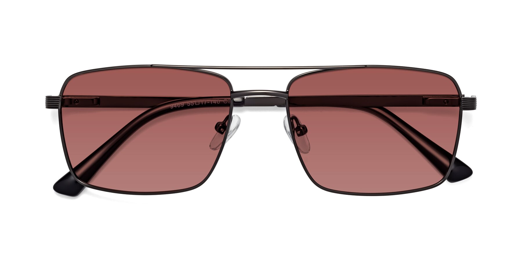 Folded Front of Beckum in Gunmetal with Garnet Tinted Lenses