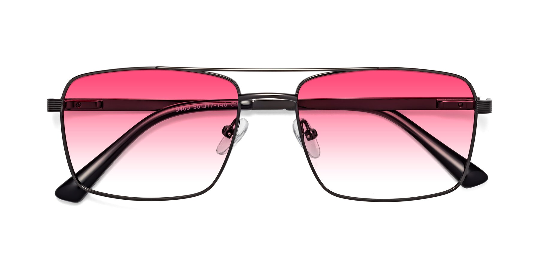 Folded Front of Beckum in Gunmetal with Pink Gradient Lenses