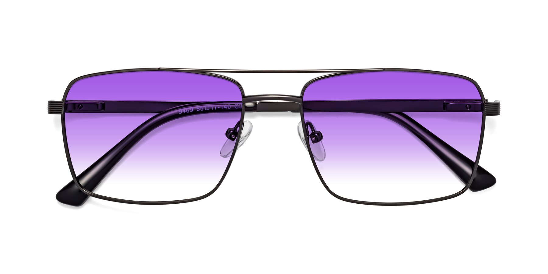 Folded Front of Beckum in Gunmetal with Purple Gradient Lenses