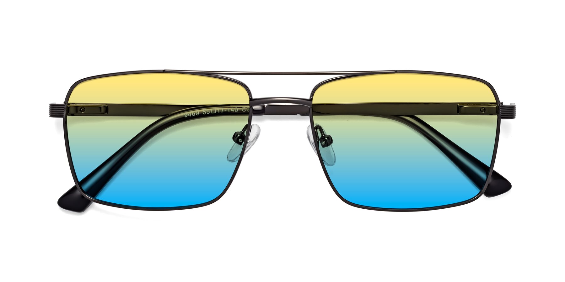 Folded Front of Beckum in Gunmetal with Yellow / Blue Gradient Lenses