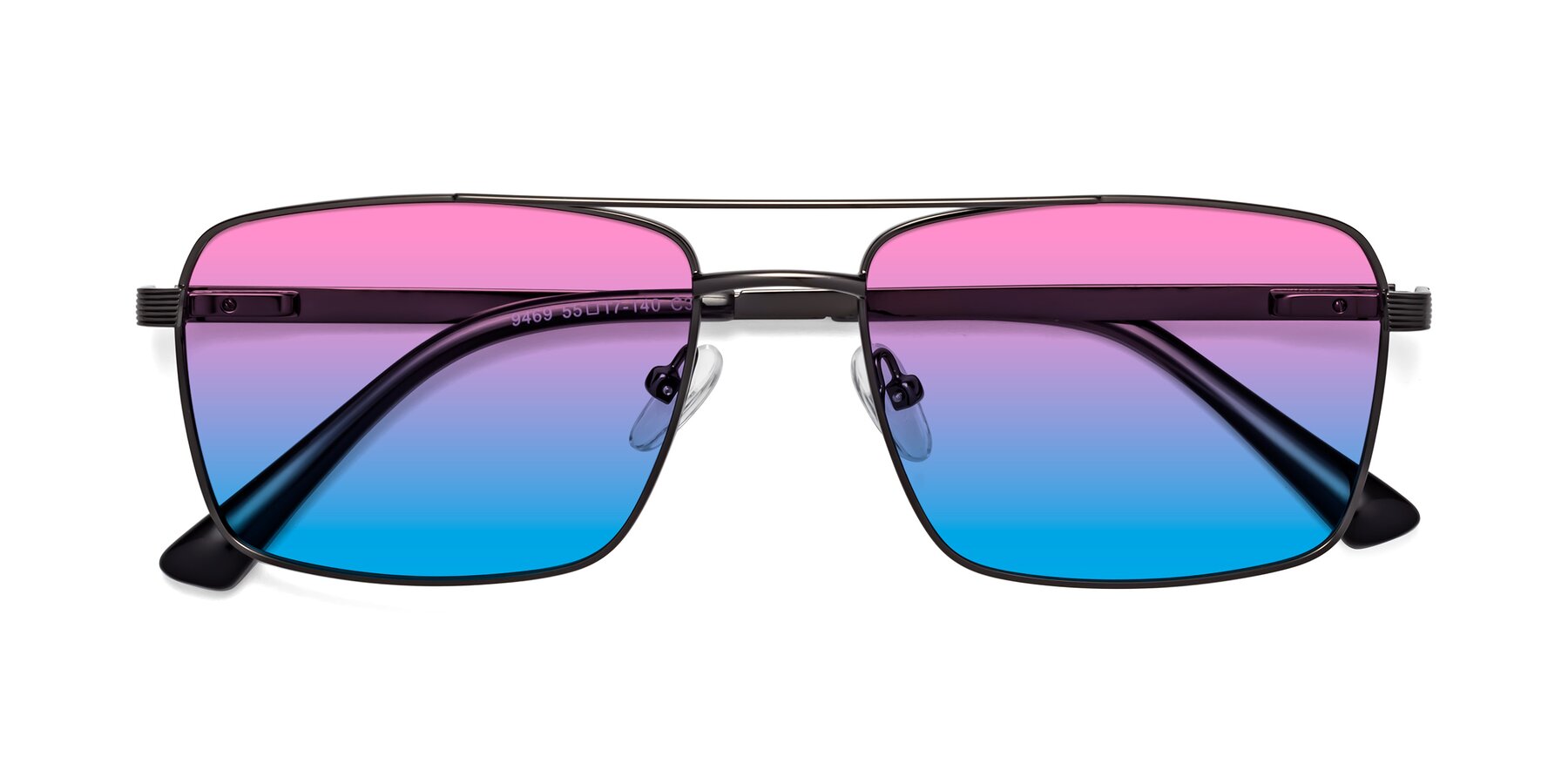 Folded Front of 9469 in Gunmetal with Pink / Blue Gradient Lenses