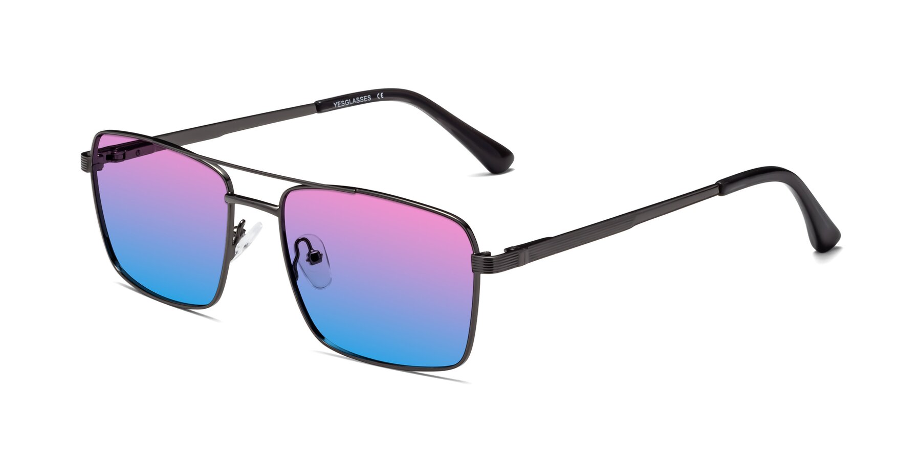 Angle of 9469 in Gunmetal with Pink / Blue Gradient Lenses