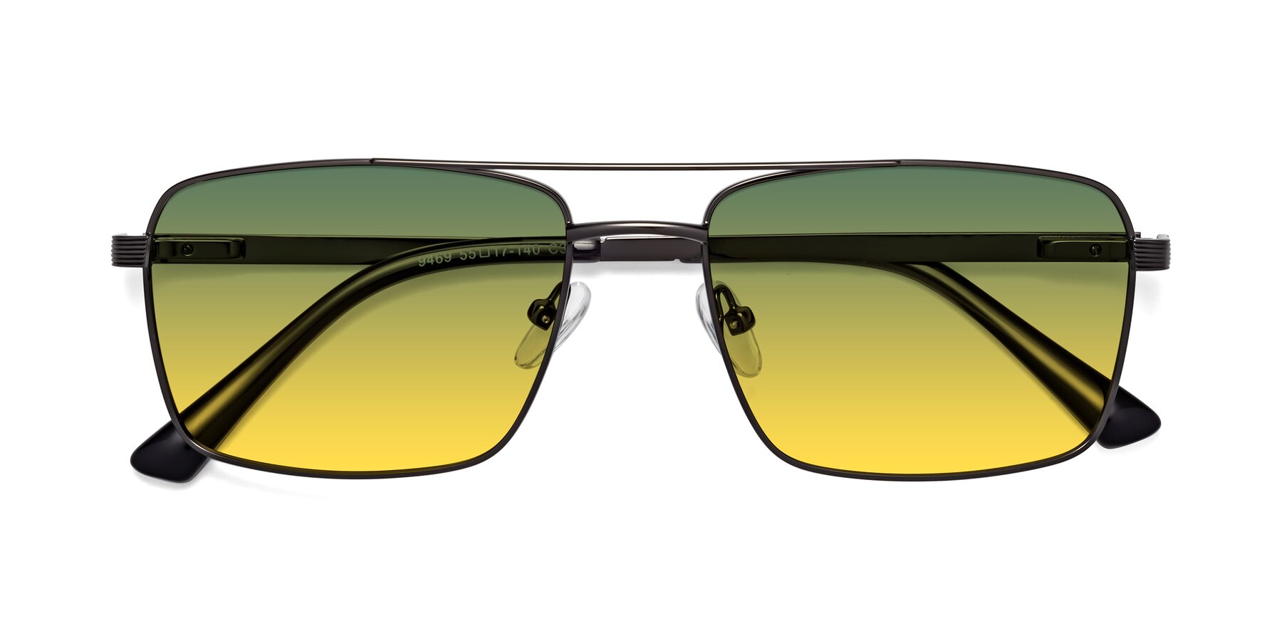 Folded Front of Beckum in Gunmetal with Green / Yellow Gradient Lenses