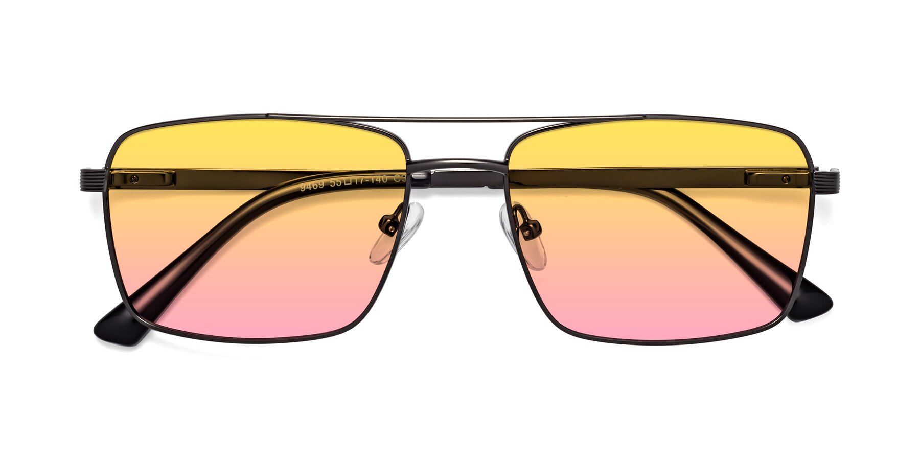 Folded Front of 9469 in Gunmetal with Yellow / Pink Gradient Lenses