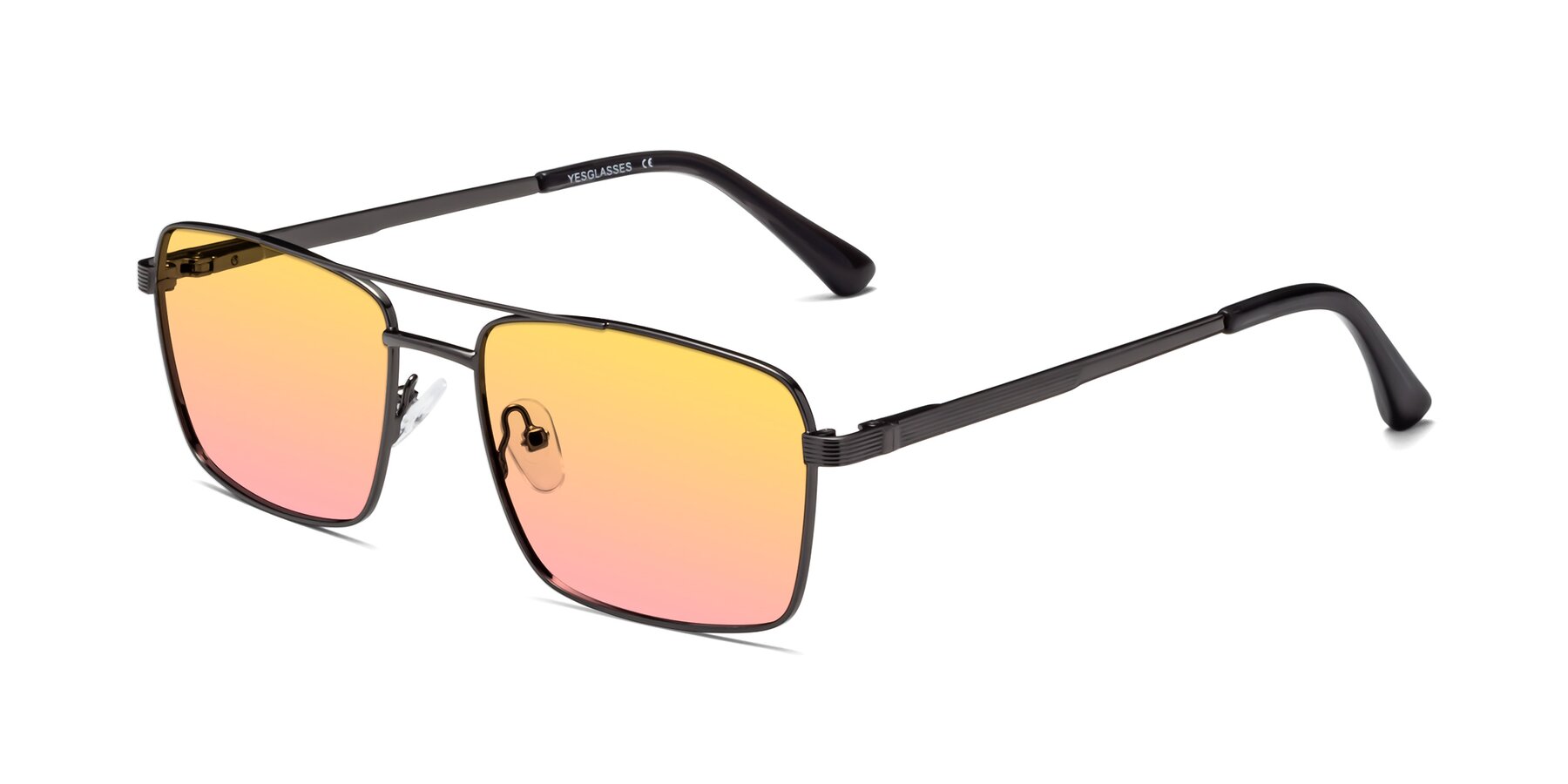 Angle of 9469 in Gunmetal with Yellow / Pink Gradient Lenses