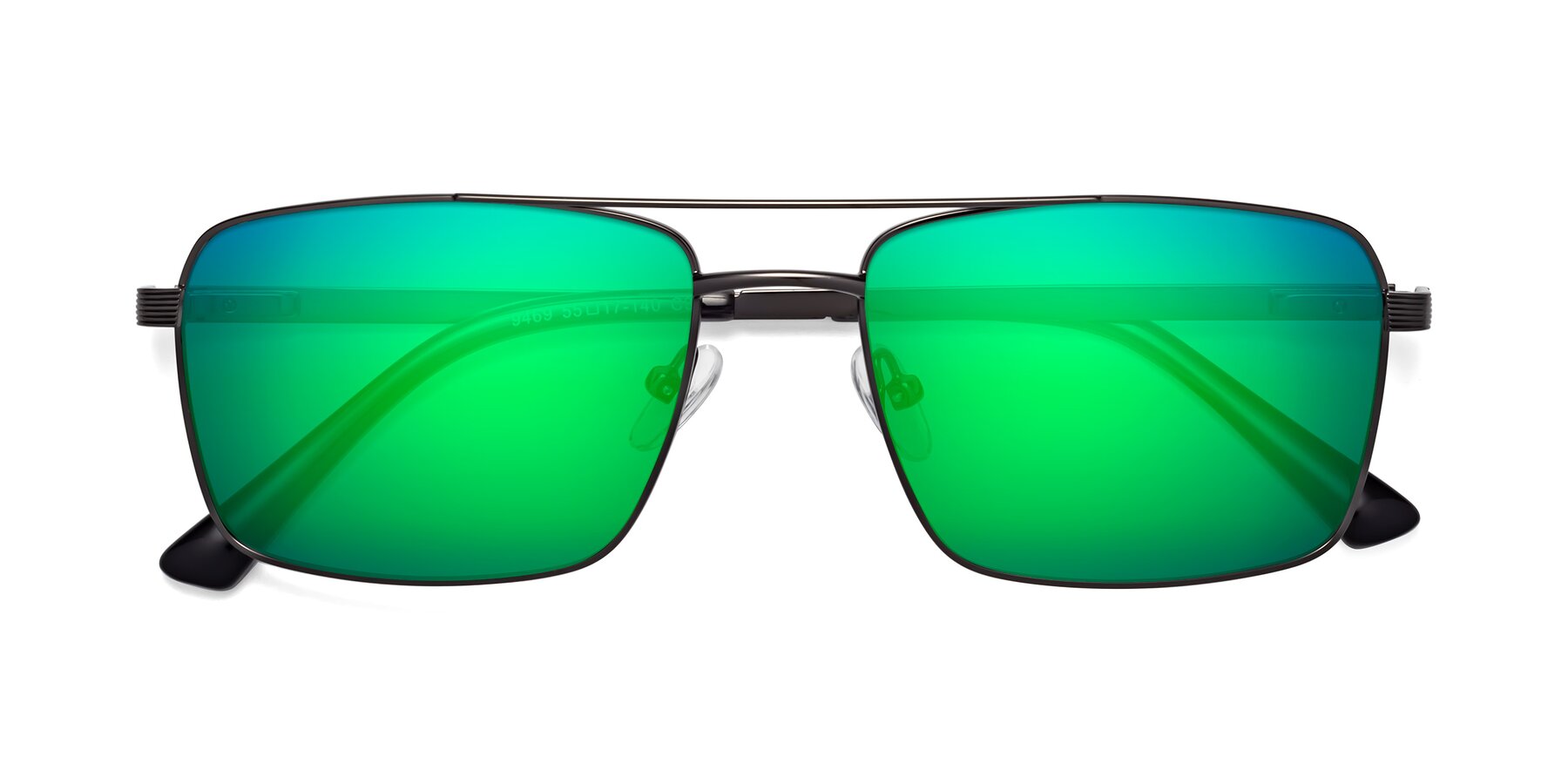 Folded Front of Beckum in Gunmetal with Green Mirrored Lenses