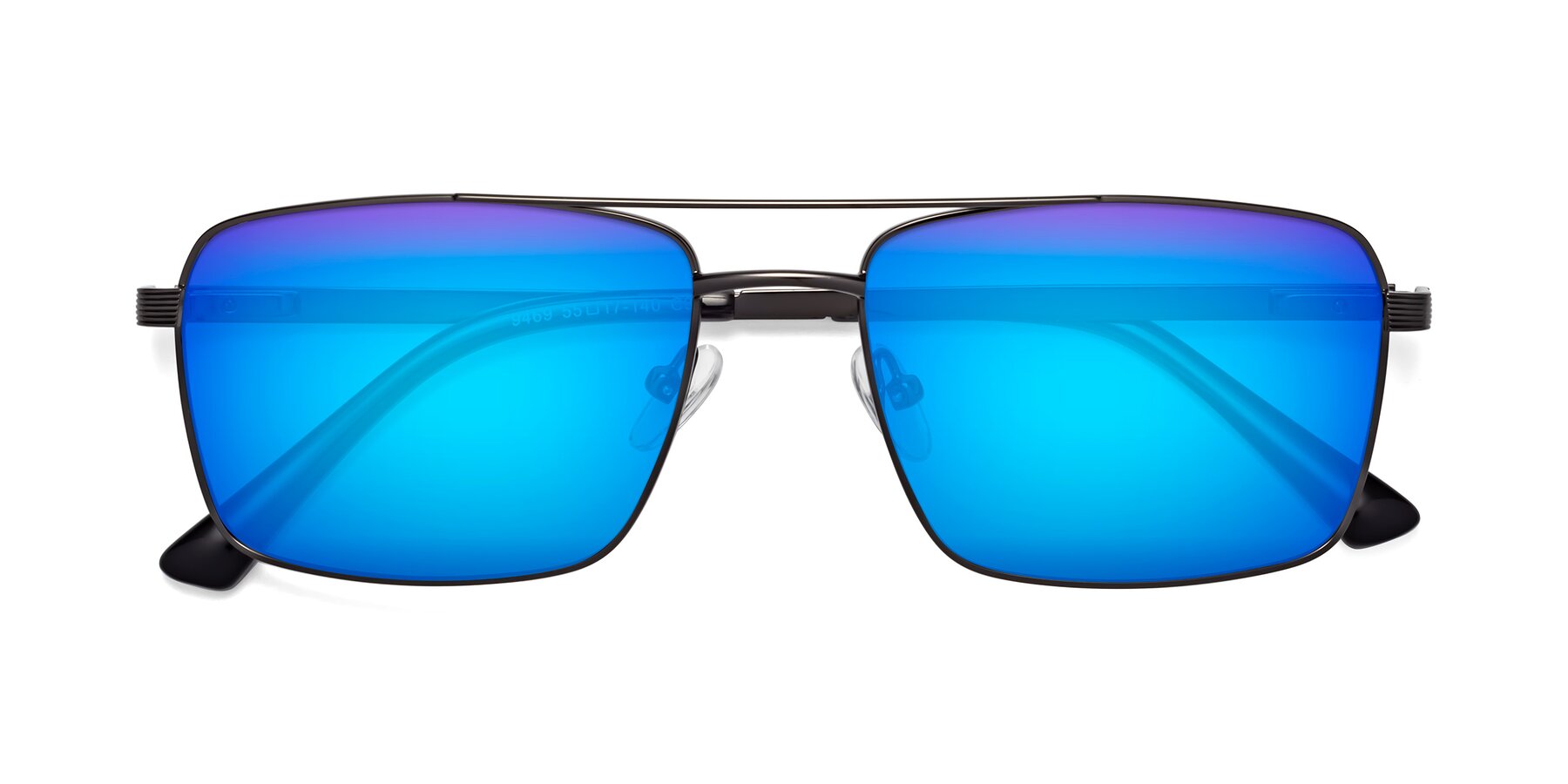Folded Front of Beckum in Gunmetal with Blue Mirrored Lenses