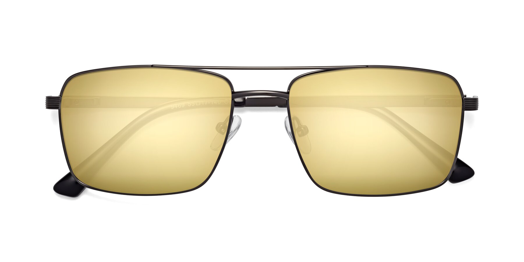 Folded Front of Beckum in Gunmetal with Gold Mirrored Lenses