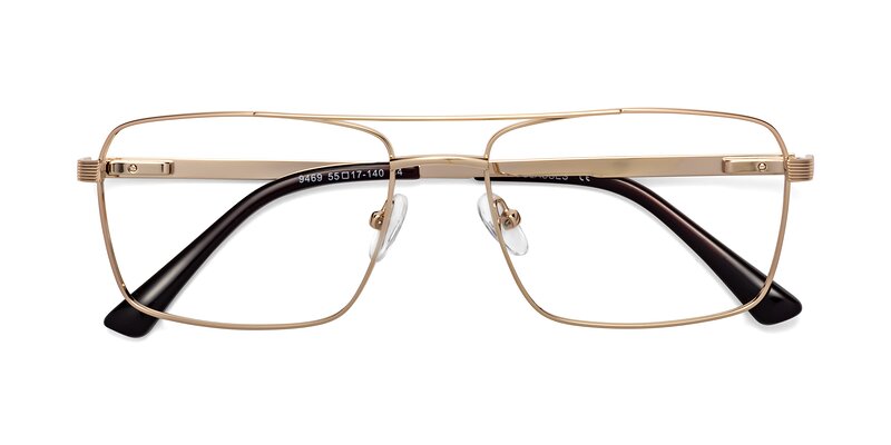 Gold Classic Metal Rectangle Eyeglasses - 9469