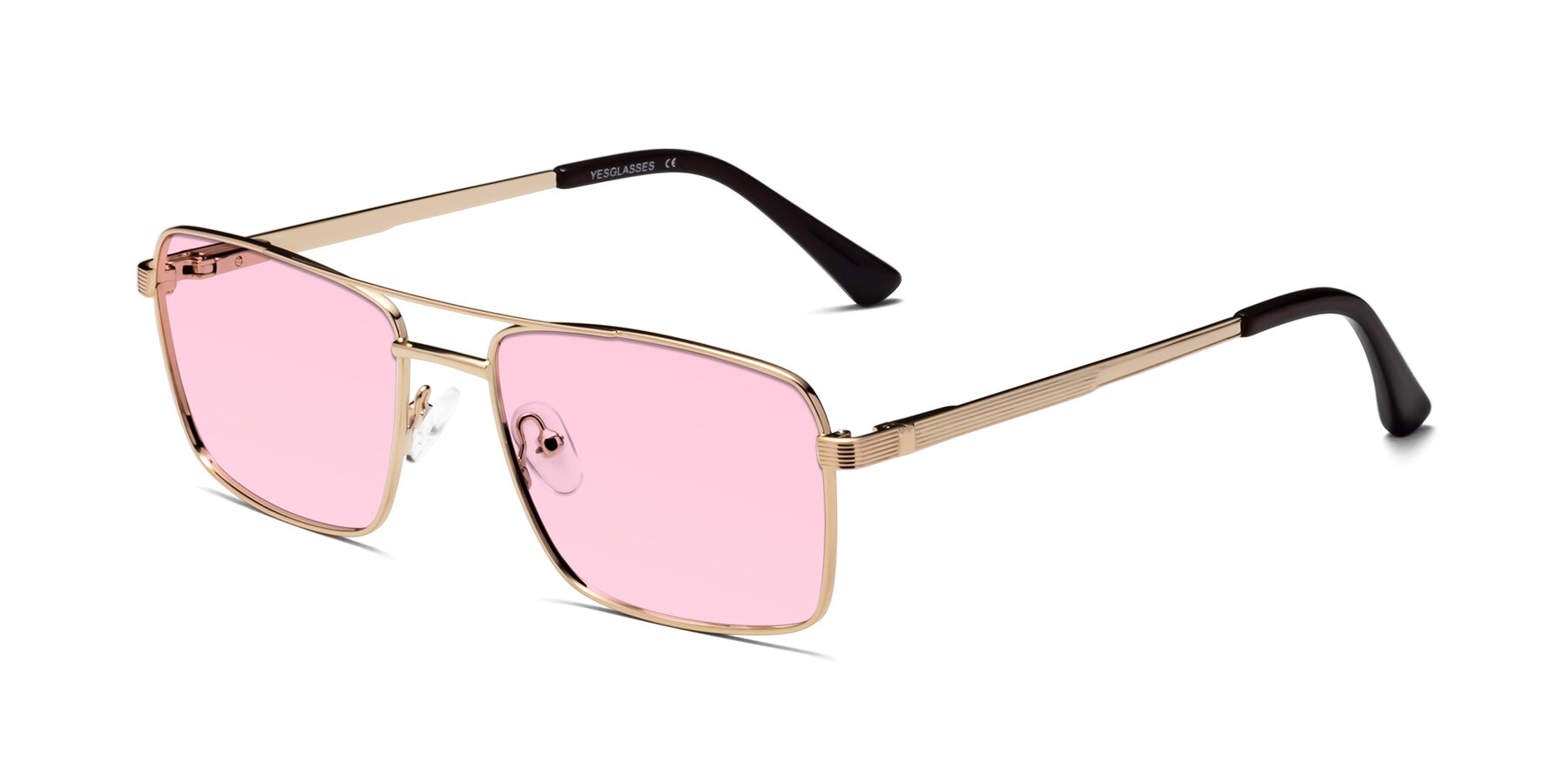 Angle of Beckum in Gold with Light Pink Tinted Lenses