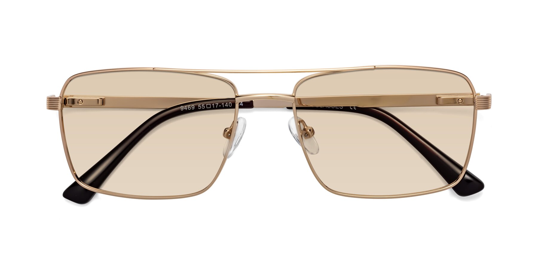 Folded Front of Beckum in Gold with Light Brown Tinted Lenses