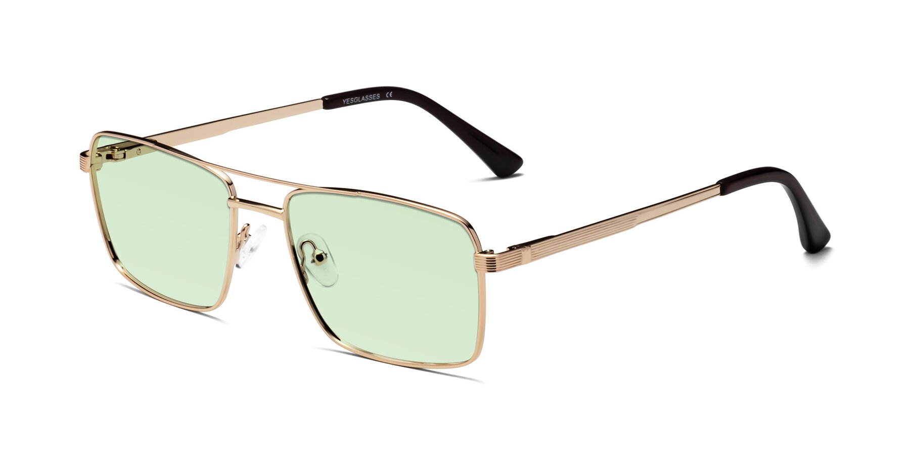 Angle of Beckum in Gold with Light Green Tinted Lenses