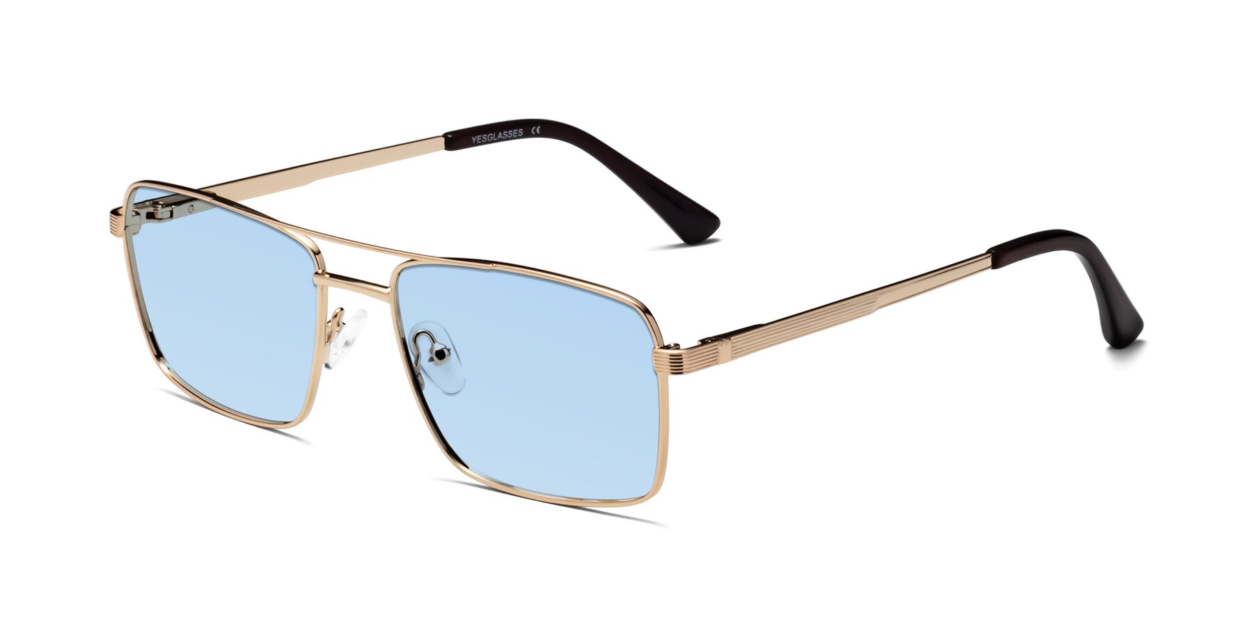 Angle of Beckum in Gold with Light Blue Tinted Lenses