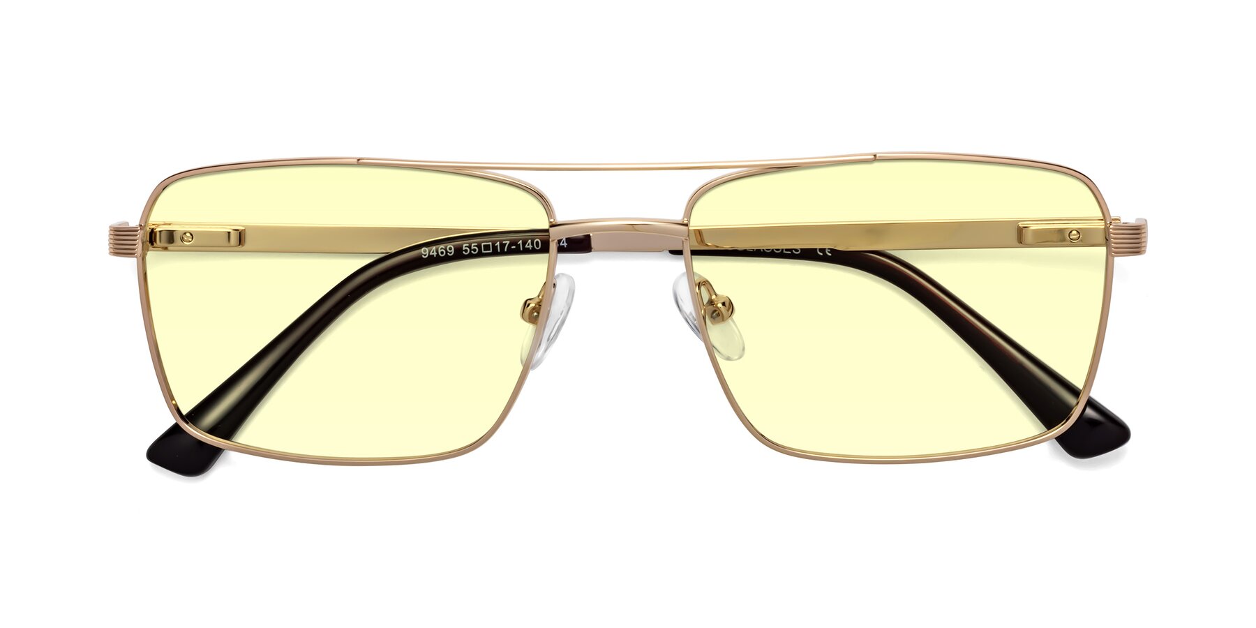 Folded Front of Beckum in Gold with Light Yellow Tinted Lenses