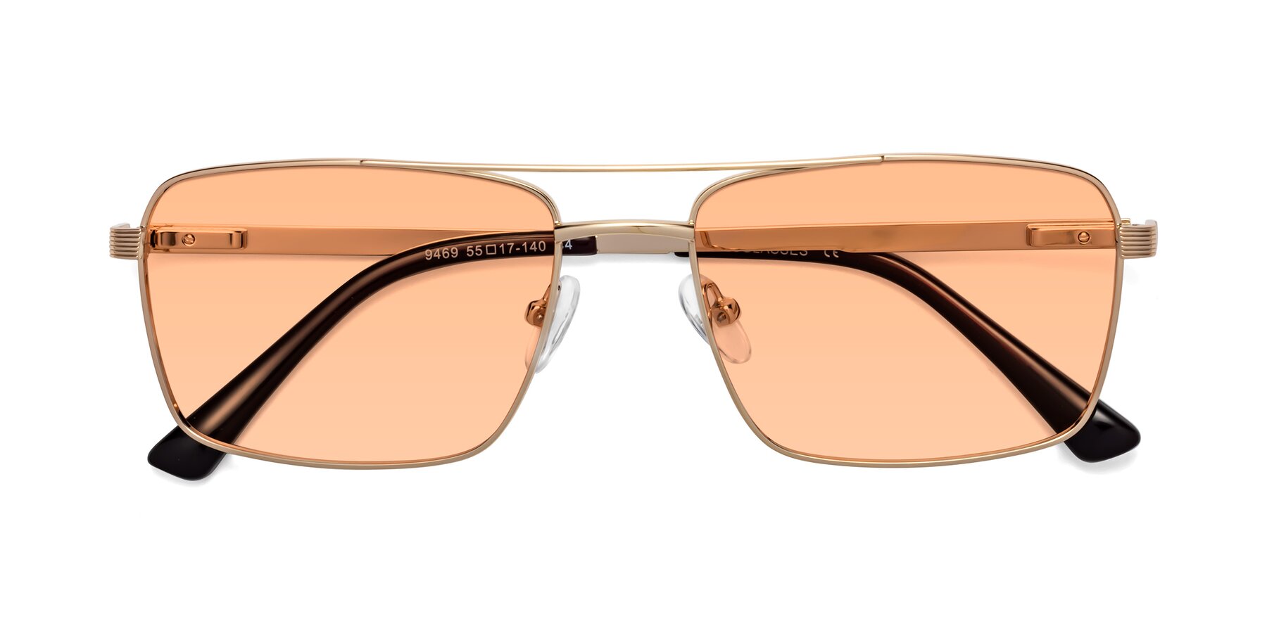 Folded Front of 9469 in Gold with Light Orange Tinted Lenses