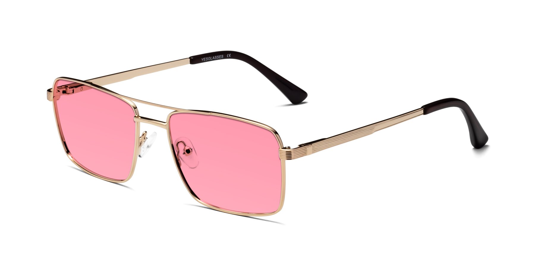 Angle of Beckum in Gold with Pink Tinted Lenses