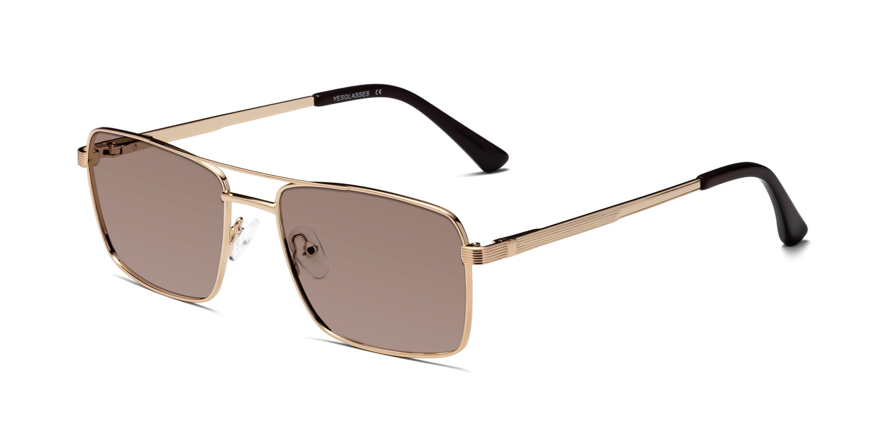 Angle of Beckum in Gold with Medium Brown Tinted Lenses