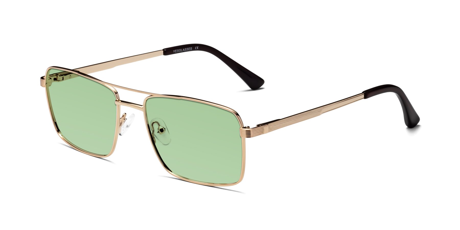 Angle of Beckum in Gold with Medium Green Tinted Lenses