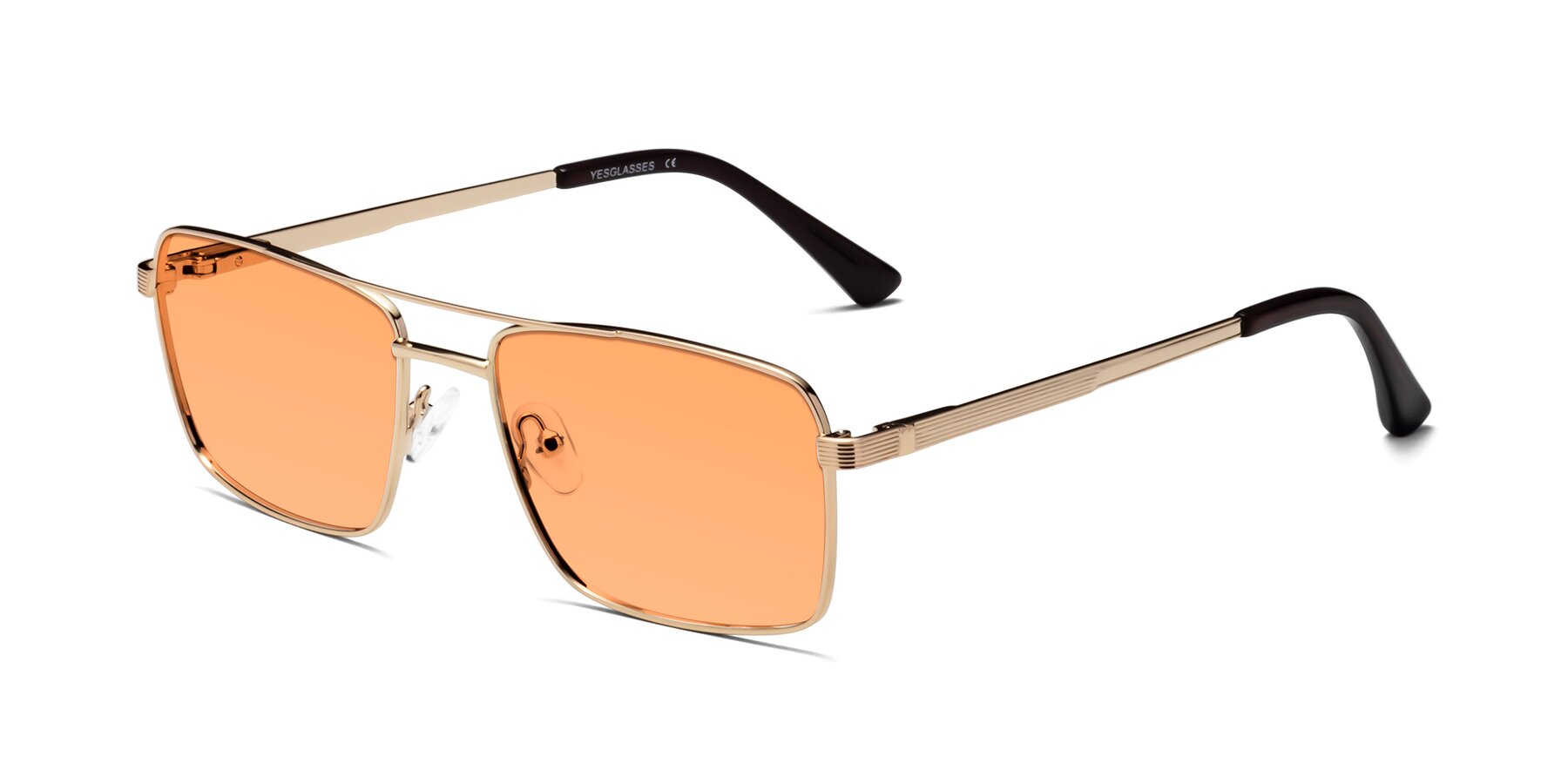 Angle of Beckum in Gold with Medium Orange Tinted Lenses
