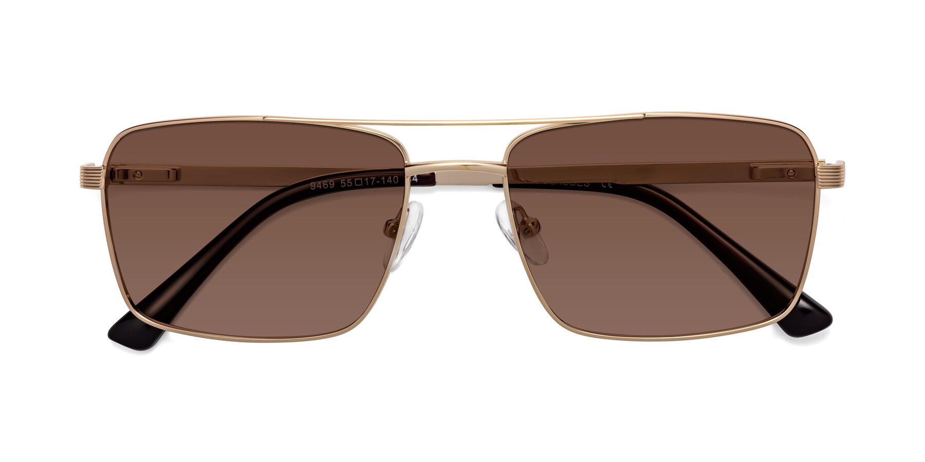 Folded Front of Beckum in Gold with Brown Tinted Lenses