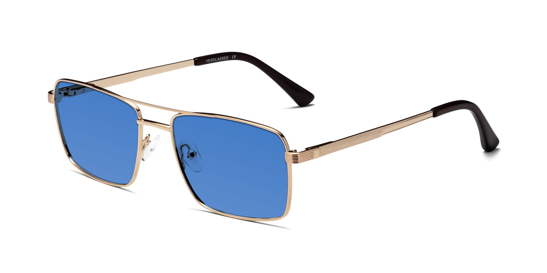 Angle of Beckum in Gold with Blue Tinted Lenses