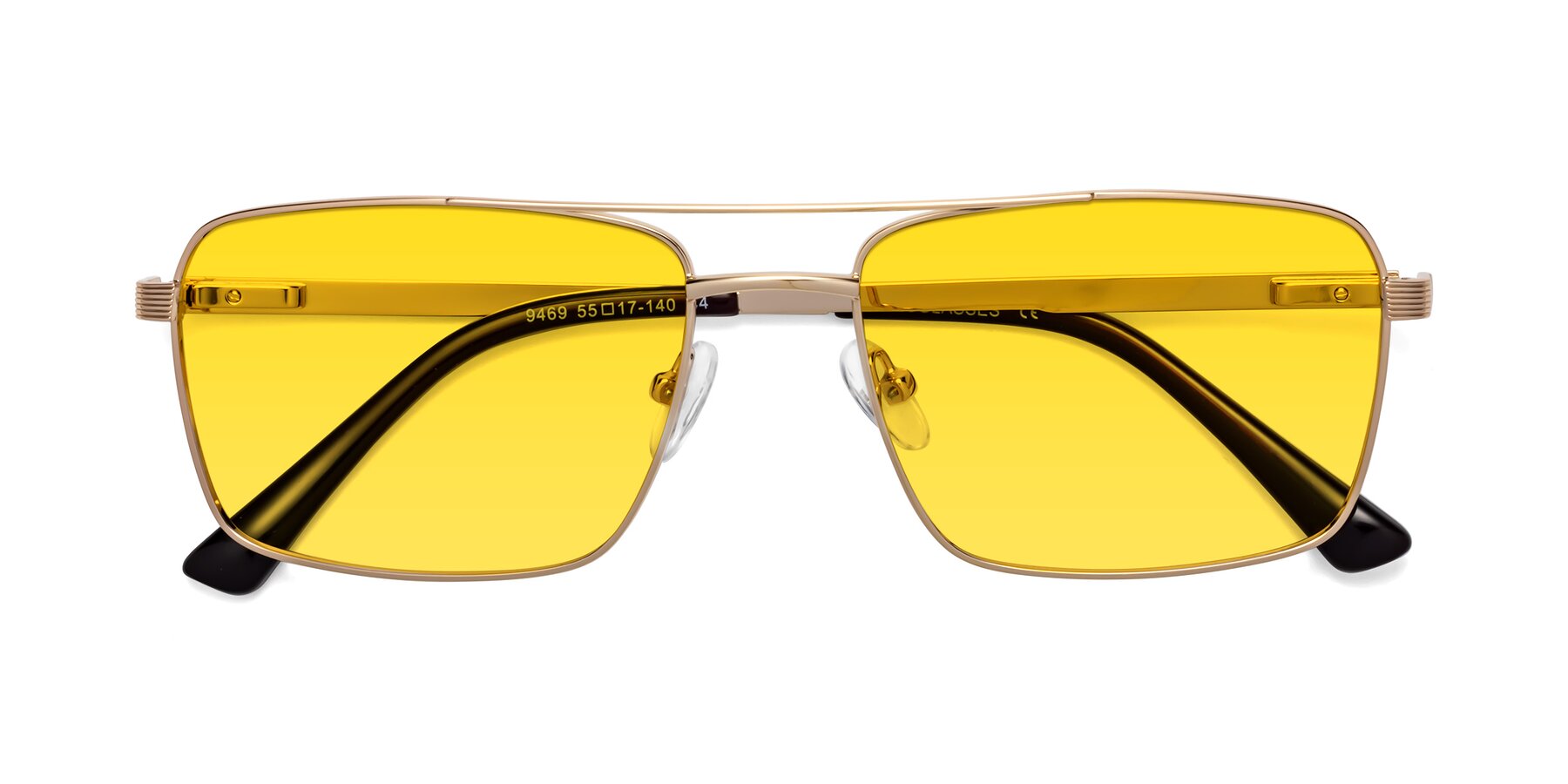 Folded Front of Beckum in Gold with Yellow Tinted Lenses